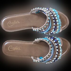 Candie's Brown Sandals with Blue and Turquoise Accents